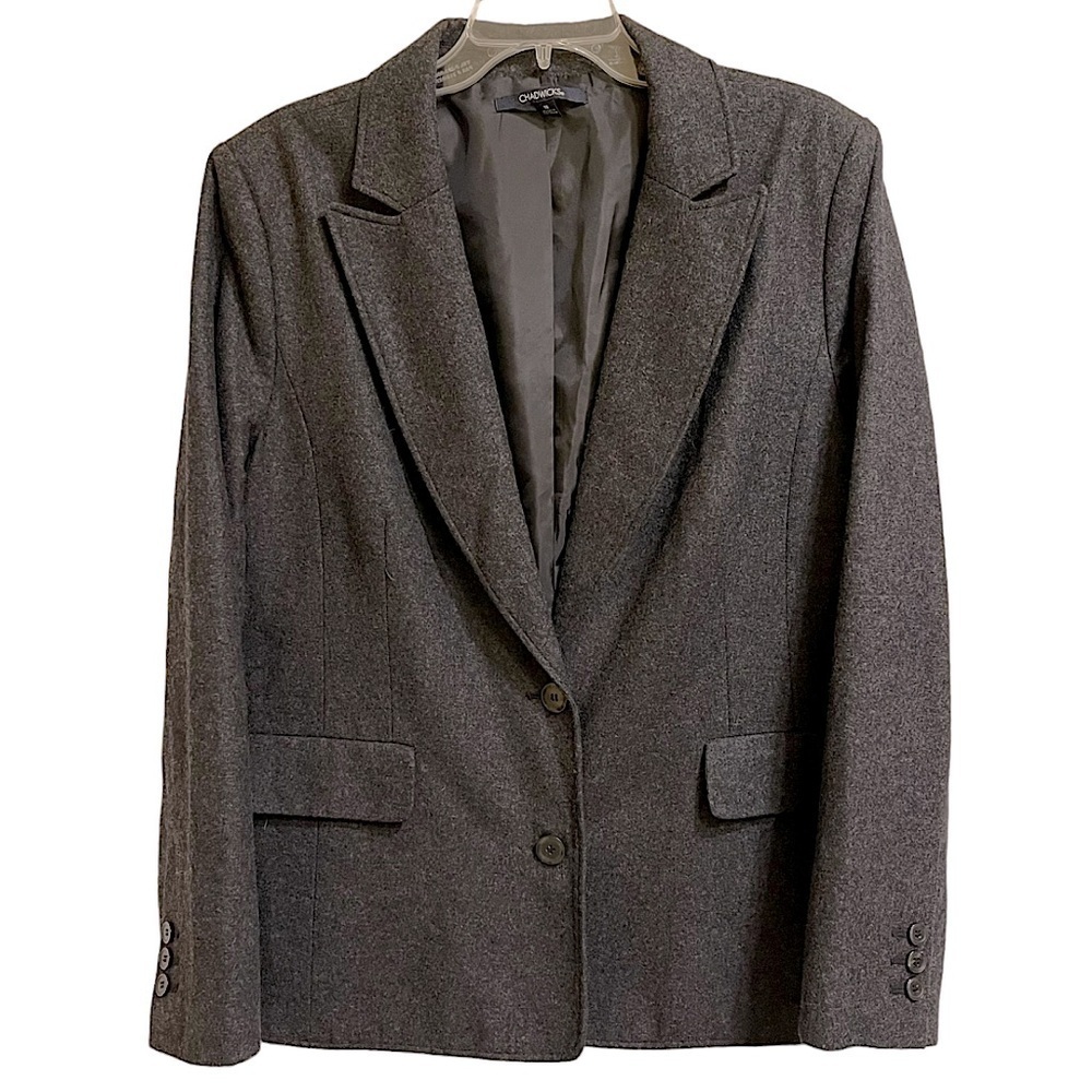 Chadwick's Gray Wool Blend Two Button Blazer Jacket Workwear Classic Office 18